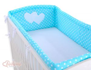 Universal bumper XXL- Hanging Hearts white dots on turquoise